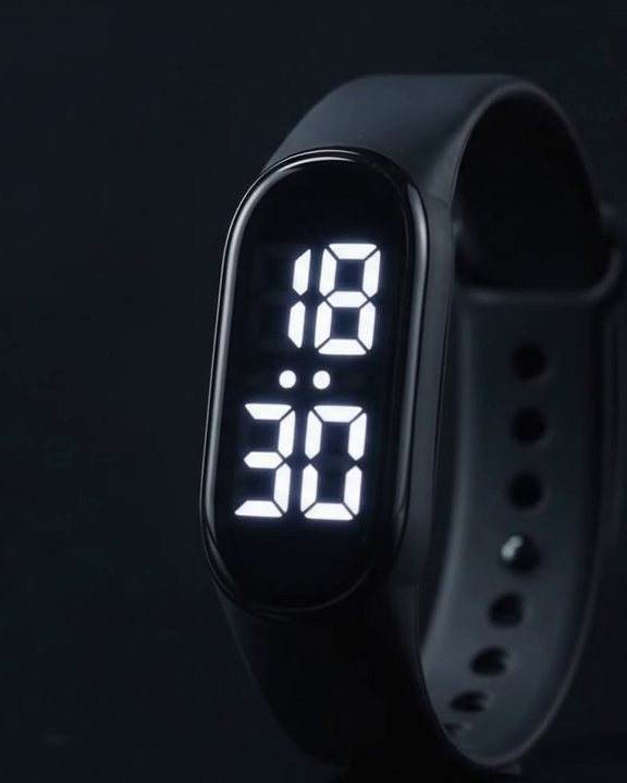 Close-up of the LED time display